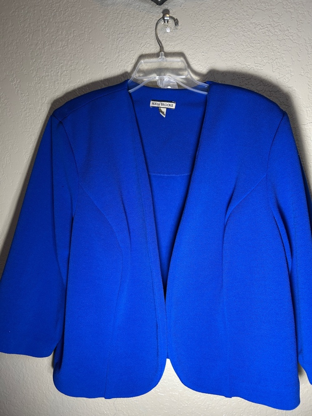 MAYA BROOKE Vintage Wrinkle Free Open Front 3/4 Sleeve Jacket